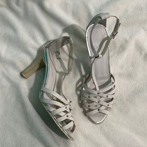 Calvin Klein white leather studded sandals